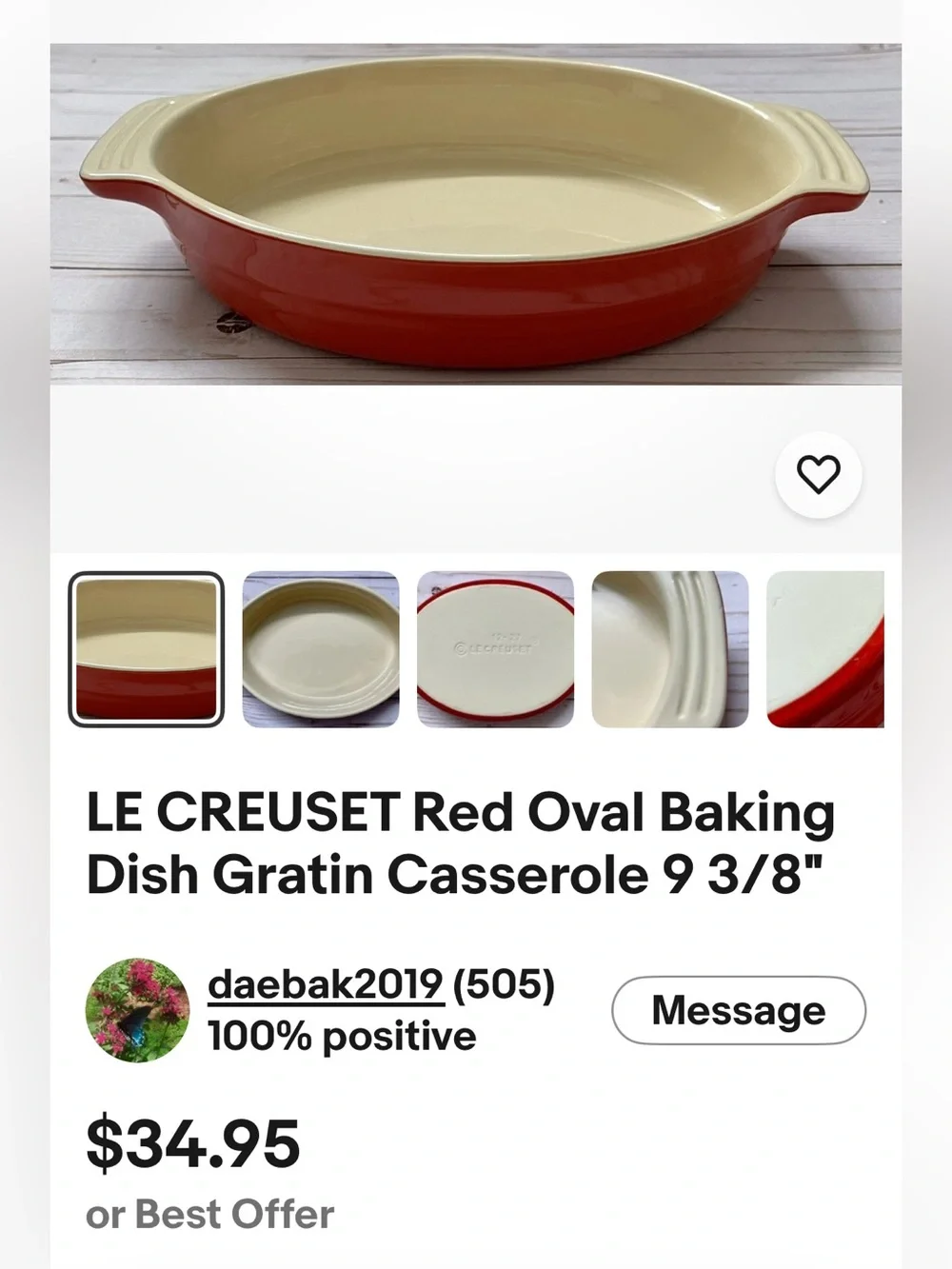 Le Creuset Oval Ceramic Baking Dish in Cream